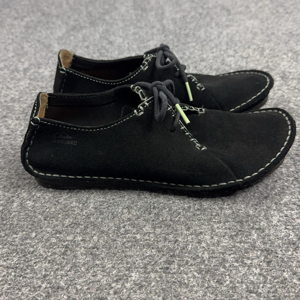 Clarks Originals Shoes Womens Size 6.5 Black Leather Crepe Lace Up Comfort